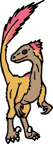 a drawing of a raptor with tan and pink feathers