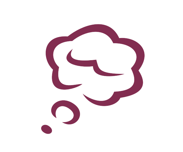 a stylized drawing of a thought bubble that links to the Thoughts page